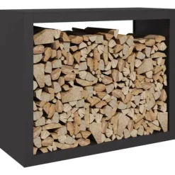 Clearance brændestativ 100x40x80 cm stål sort Tilbehør Til Brændeovne & Pejse