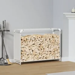 vidaXL Tilbehør Til Brændeovne & Pejse^brændestativ 90x28x65 cm koldvalset stål hvid