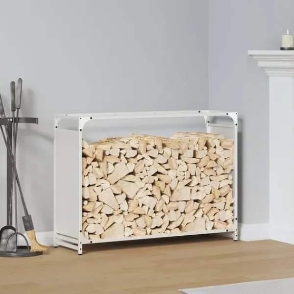 vidaXL Tilbehør Til Brændeovne & Pejse^brændestativ 90x28x65 cm koldvalset stål hvid