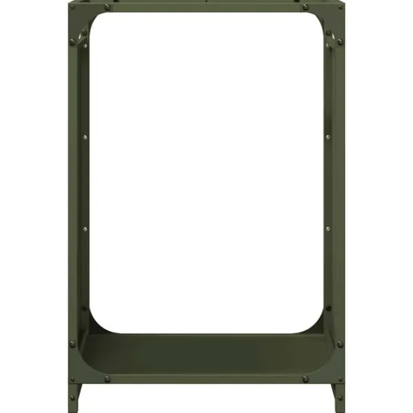 Discount brændestativ 44x28x65 cm koldvalset stål olivengrøn Tilbehør Til Brændeovne & Pejse