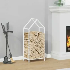 vidaXL Tilbehør Til Brændeovne & Pejse^brændestativ 40x25x90 cm koldvalset stål hvid