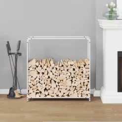vidaXL Tilbehør Til Brændeovne & Pejse^brændestativ 90x28x90 cm koldvalset stål hvid