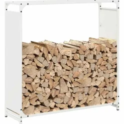 vidaXL Tilbehør Til Brændeovne & Pejse^brændestativ 90x28x90 cm koldvalset stål hvid