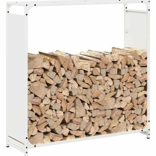 vidaXL Tilbehør Til Brændeovne & Pejse^brændestativ 90x28x90 cm koldvalset stål hvid