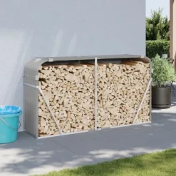Online brændestativ 180x45x100 cm galvaniseret stål lysegrå - Brændekurve Tilbehør Til Brændeovne & Pejse