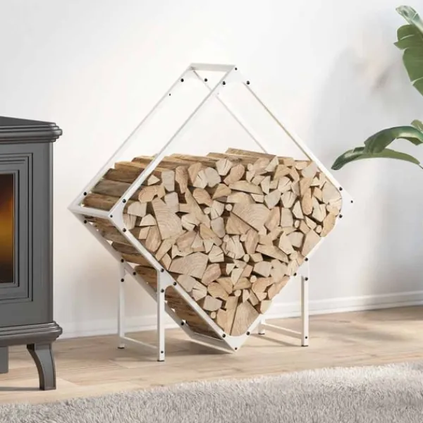Best brændestativ 80x25x80 cm koldvalset stål hvid Tilbehør Til Brændeovne & Pejse