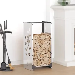 Clearance brændestativ 40x30x80 cm rustfrit stål Tilbehør Til Brændeovne & Pejse
