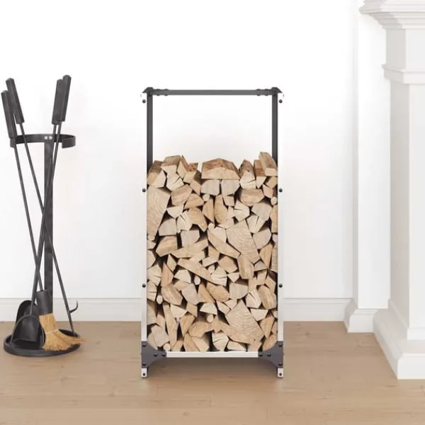 Clearance brændestativ 40x30x80 cm rustfrit stål Tilbehør Til Brændeovne & Pejse