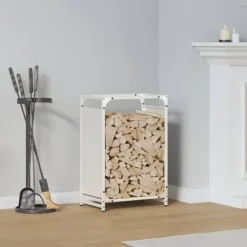 vidaXL Tilbehør Til Brændeovne & Pejse^brændestativ 44x28x65 cm koldvalset stål hvid