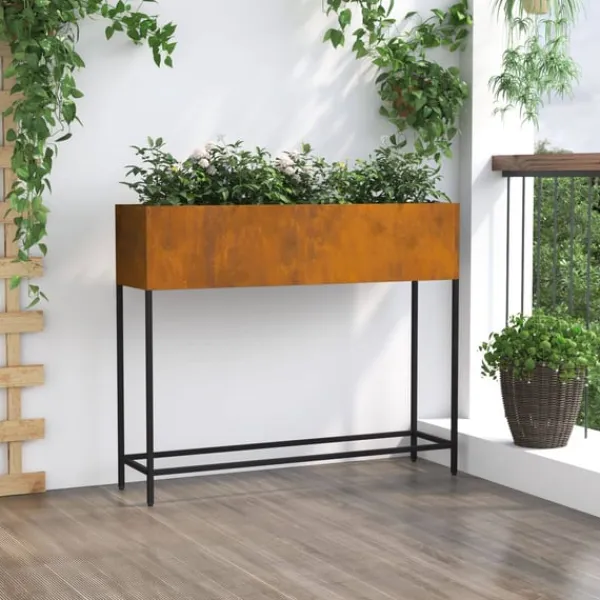 vidaXL Plantningsbænke^Cortenstål Stor Dekorative Inlæg Metalplanter Rektangulær