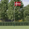 vidaXL Flag & Vindposer^Danmark flag og flagstang 6,23 m aluminium - Flag & vimpler