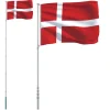 vidaXL Flag & Vindposer^Danmark flag og flagstang 5,55 m aluminium