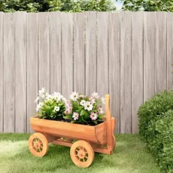 Sale dekorativ vogn 70x43x54 cm massivt fyrretræ Krukker & Plantebeholdere