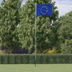 Europaflag og flagstang 6,23 m aluminium Flag & Vindposer