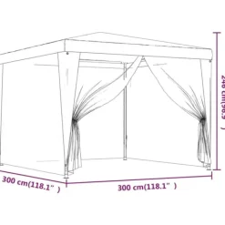 vidaXL Telte & Lysthuse^festtelt med 4 sidevægge 3x3 m trådnet HDPE rød - Festtelte & havepavilloner