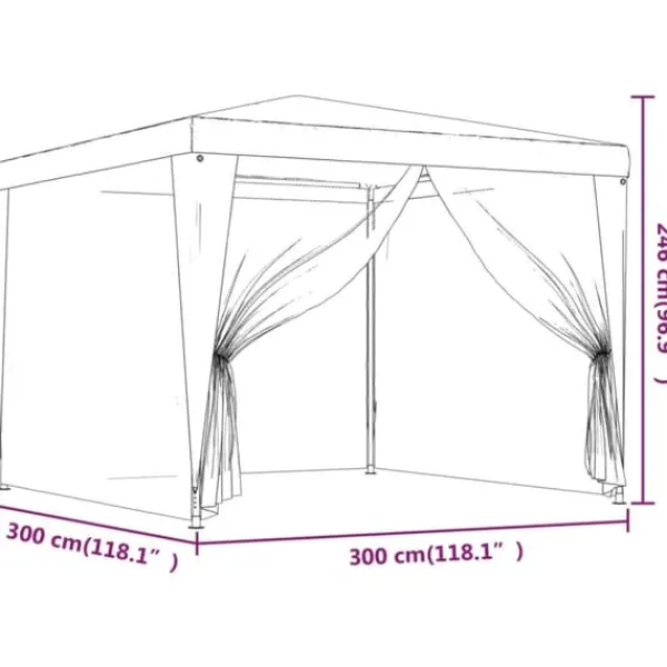vidaXL Telte & Lysthuse^festtelt med 4 sidevægge 3x3 m trådnet HDPE blå - Festtelte & havepavilloner