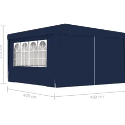 vidaXL Telte & Lysthuse^festtelt med sidevægge 4x4 m 90 g/m² blå - Festtelte & havepavilloner