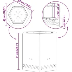 New Fire Pit Black 48 x 48 x 51 cm Cold-rolled steel Pejse