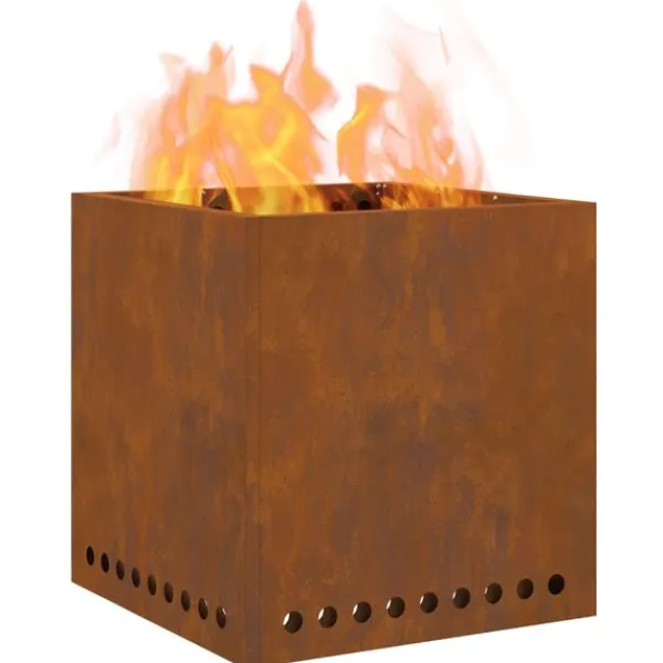 vidaXL Pejse^Fire Pit Brown 48 x 48 x 50 cm Weathering steel