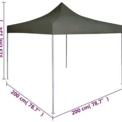 vidaXL Telte & Lysthuse^foldbart festtelt 2 x 2 m stål antracitgrå - Festtelte & havepavilloner