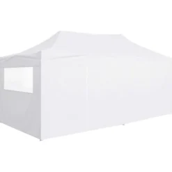 vidaXL Telte & Lysthuse^foldbart festtelt med 4 sidevægge 3 x 6 m stål hvid - Festtelte & havepavilloner