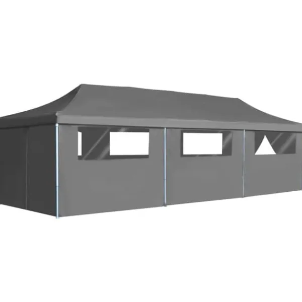 foldbart pop op-festtelt med 8 sidevægge 3 x 9 m antracitgrå - Festtelte & havepavilloner Telte & Lysthuse