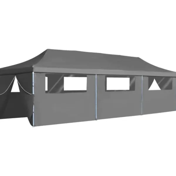 foldbart pop op-festtelt med 8 sidevægge 3 x 9 m antracitgrå - Festtelte & havepavilloner Telte & Lysthuse