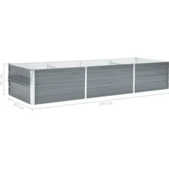Best forhøjet plantekasse 240x80x45 cm galvaniseret stål grå - Plantekrukker Krukker & Plantebeholdere