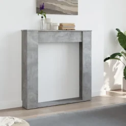 vidaXL Pejse^forsats til pejs 100x20x100 cm konstrueret træ betongrå