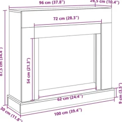 New forsats til pejs 100x30x87,5 cm konstrueret træ røget eg Pejse