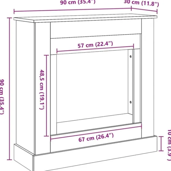 Discount forsats til pejs 90x30x90 cm konstrueret træ grå sonoma-eg Pejse