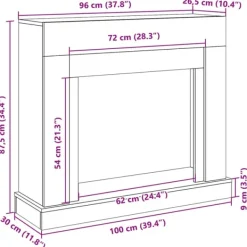 vidaXL Pejse^forsats til pejs 100x30x87,5 cm konstrueret træ hvid