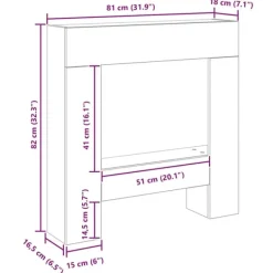 forsats til pejs 81x18x82 cm konstrueret træ sort egetræ Tilbehør Til Brændeovne & Pejse