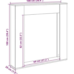 Clearance forsats til pejs 100x20x100 cm konstrueret træ sonoma-eg Pejse