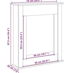 vidaXL Pejse^forsats til pejs 75x20x87,5 cm konstrueret træ hvid