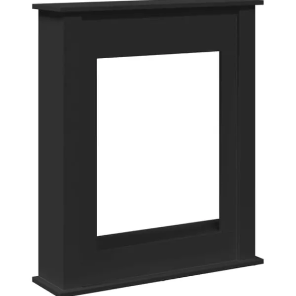 forsats til pejs 75x20x87,5 cm konstrueret træ sort Pejse