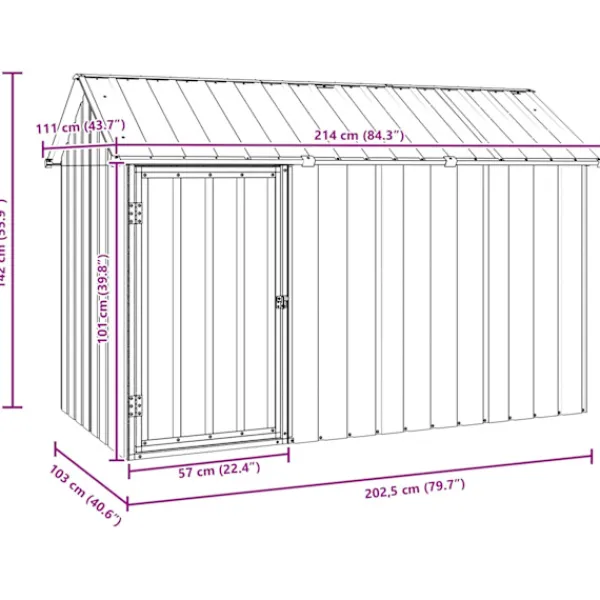 Fuglebur Antracit 215 x 112 x 141 cm Galvaniseret stål Skure, Garager & Carports
