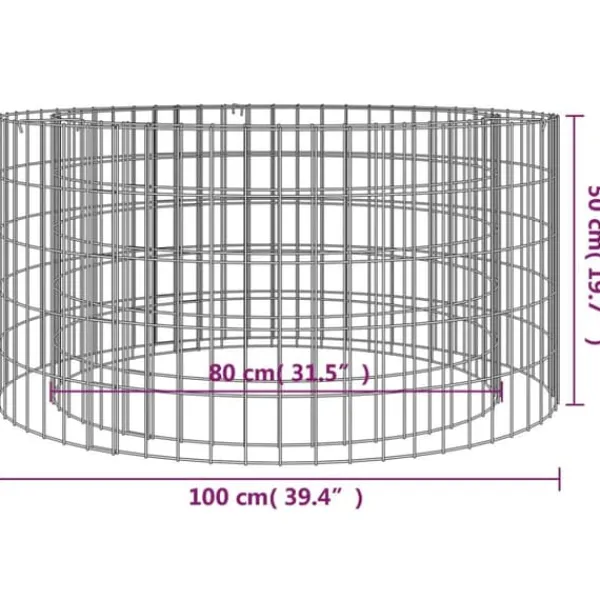 vidaXL Pejse^gabion-bålkurv Ø 100 cm galvaniseret jern - Ildsteder