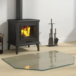 vidaXL Tilbehør Til Brændeovne & Pejse^glasplade til pejs 80x60 cm sekskantet - Glas