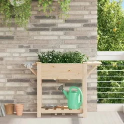 Sale Have Blomsterkrukke Beige 111 x 37 x 76.5 cm Massivt fyrretræ Plantningsbænke