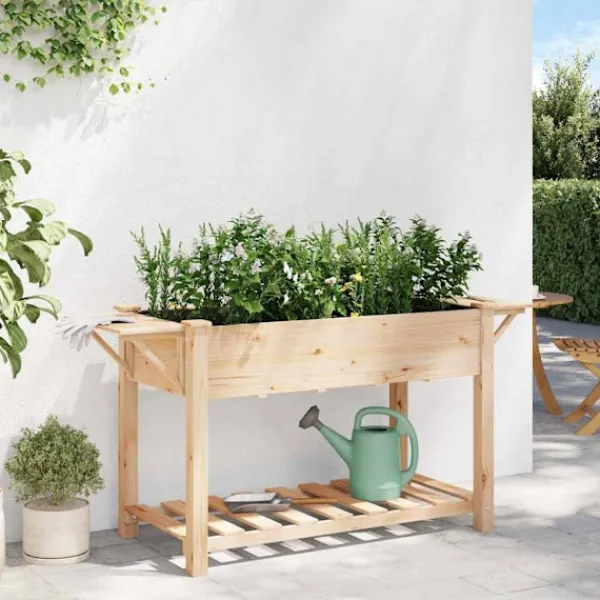 vidaXL Plantestativer^Have Blomsterkrukke Beige 155 x 59 x 76.5 cm Massivt fyrretræ