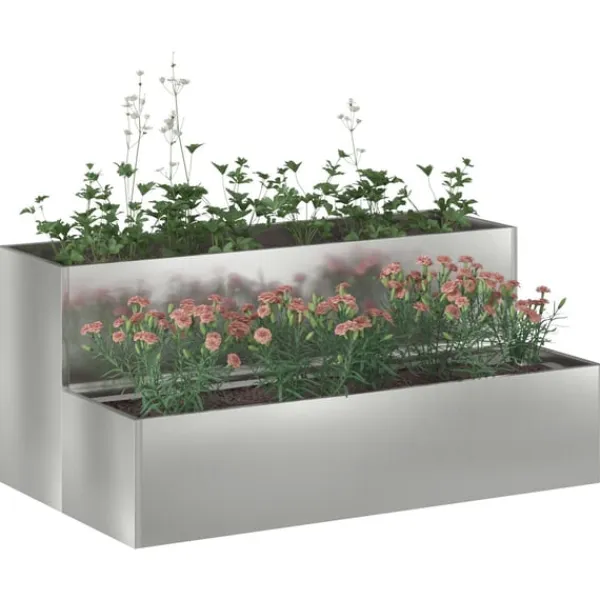 vidaXL Krukker & Plantebeholdere^Have Blomsterkrukke Sølv 100 x 60 x 45 cm Galvaniseret stål