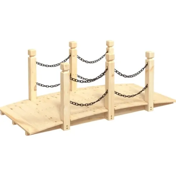 Discount havebro med kædegelænder 150x67x56 cm massivt grantræ - Havebroer Havebroer