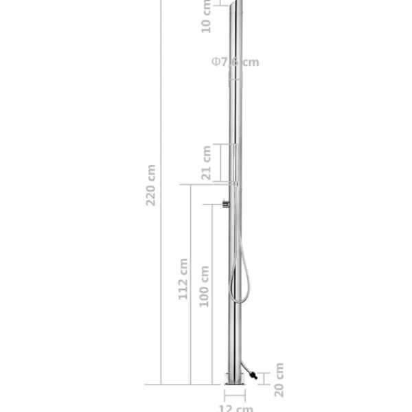 vidaXL Spa & Udendørsbad^havebruser 220 cm rustfrit stål
