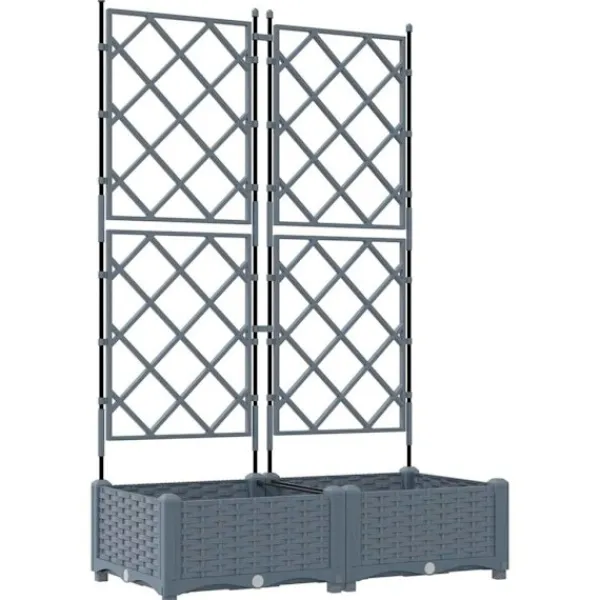 Outlet Havekrukke med trellis Lysegrå 80 x 40 x 125.5 cm PP Plantestativer