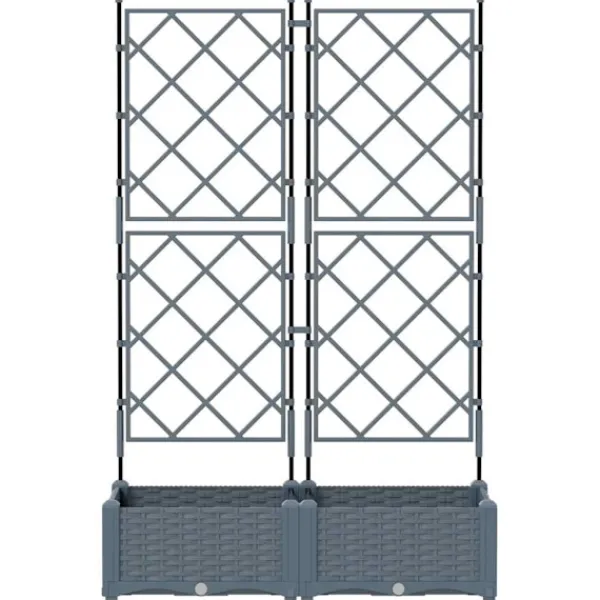 Outlet Havekrukke med trellis Lysegrå 80 x 40 x 125.5 cm PP Plantestativer