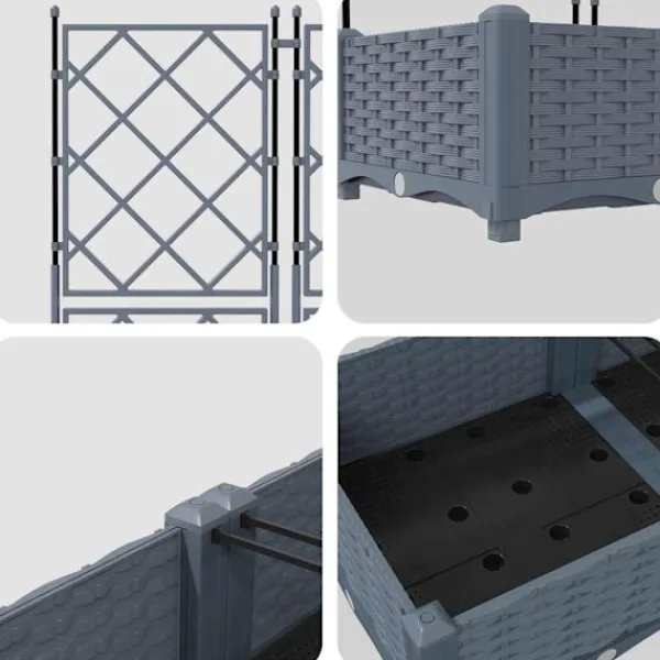 Outlet Havekrukke med trellis Lysegrå 80 x 40 x 125.5 cm PP Plantestativer