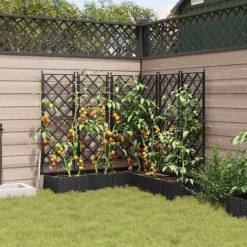 Hot Havekrukke med trellis 5 pcs Sort 120 x 120 x 125.5 cm PP Plantestativer