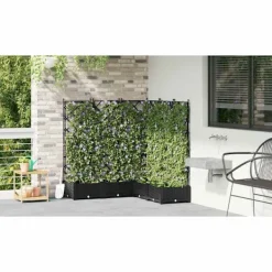 Hot Havekrukke med trellis 5 pcs Sort 120 x 120 x 125.5 cm PP Plantestativer