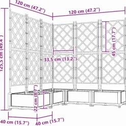 Hot Havekrukke med trellis 5 pcs Sort 120 x 120 x 125.5 cm PP Plantestativer